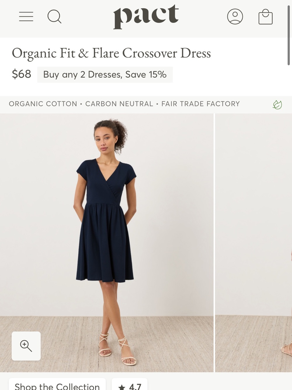 Pact Dark Purple Crossover Fit-and-Flare Dress - Picture 3 of 7